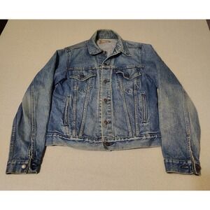 Vintage Levi's Big E Denim Trucker Jacket Blue Distressed Authentic Size M USA